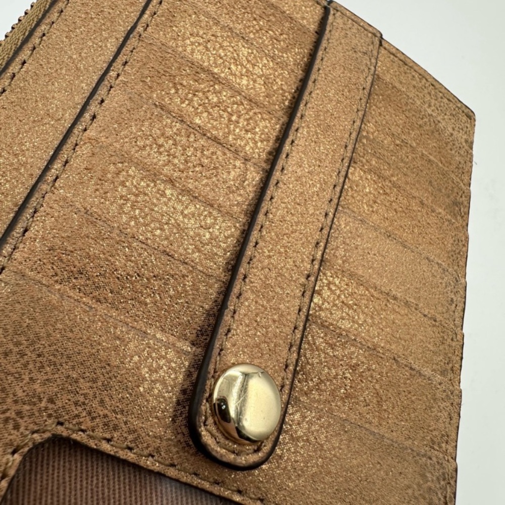Antonio Melani Tan Card Case with ID Window & zippered Cone Slot Gently Used